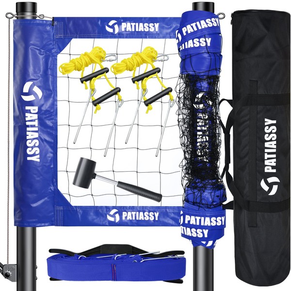 Patiassy Patiassy Portable Volleyball Net Set with Steel Wire Rope