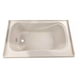 K & B Fixtures RV Bath Tub 40" x 24" Parchment Left Drain Trailer Camper Wash Bath Room Shower