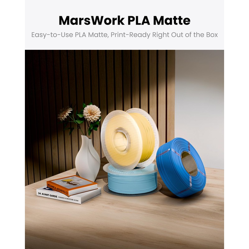 MarsWork Matte PLA Refill Filament 1kg (2.2lbs) for Reusable Spools,