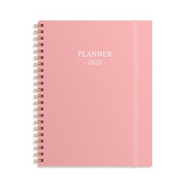 Planner 2025, Weekly Planner Runs Jan 2025 to Dec 2025, 2025 Planner with Sturdy PP Cover, Weekly Planner 2025, Laminated Tabs, Twin Wire Binding, Elastic Bond, A5 Weekly Monthly Planners 2025, Rose