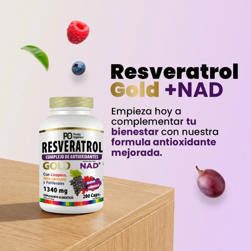 Resveratrol con NAD Antioxidante Frmula mejorada con Vitamina C, Polifenoles,
