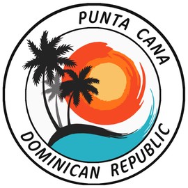 Punta Cana, Dominican Republic Tropical Scene Decorative Car Truck Window Sticker Decal Vinyl Die-Cut Badge Emblem Vacation Souvenir Travel Gear Ocean Island Beach