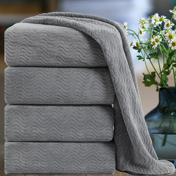 Ultra Soft Bath Towel Set of 4, Grey Extra Large