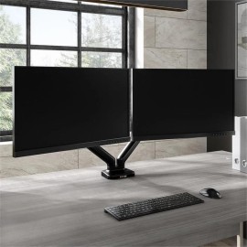 BBF Bush Business Furniture Adjustable Dual Monitor Arm with USB in Black - Steel