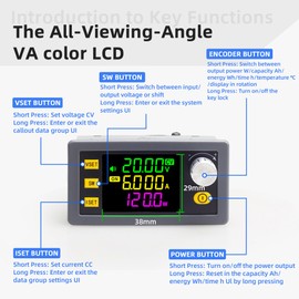 SK-120 120W Buck Boost Power Converter CC CV 6-36V to 0-36V with Color Display DC to DC Power Converter 5V 6V 12V 24V Power Module Regulated Laboratory Power Supply