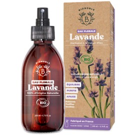 BIONOBLE Lavendelspray Für Kopfkissen - Ohne Alkohol, 100% Natürlichen Ursprungs, Dermatologisch Getestet - Lavendelwasser Bio für Haut, Raumspray - Hydrolat in Glasflasche mit Zerstäuber - 200ml
