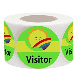 Visitor Identification Labels Stickers,1.5 inch Sunshine Happy Face Visitor Identification Labels Stickers (500 Fluorescent Green Labels)