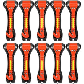 KLSKKJ Car Safety Hammer 10 Pack, Car Emergency Escape Tool Car Window Glass Breaker and Seat Belt Cutter with Light Reflective Tape for Family Rescue, Life Saving Survival Kit