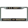 usn navy surface warfare seal military gold chrome license plate frame usa made