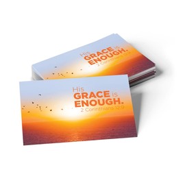 Pass It On Scripture Cards, Sunset, His Grace Is Enough 2 Corinthians 12:9 Pack of 25 — Inspirational Bible Verse Wallet Cards, Devotional, Bible Study — Memorization, Greetings for Encouragement