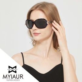 Myiaur Polarised Sunglasses for Women, Trendy Oversized Sun Glasses Fashion Ladies Shades Anti Glare UV400 Protection