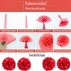 KUNYYI Red Tissue Paper Pom Poms Flowers Balls 12 Pcs