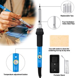 Leriton 31 Pcs Stained Glass Kit Stained Glass Supplies, 110V 60W Soldering Iron Glass Cutter Tool Kit Glass Running Breaking Pliers and Class Cutter Kit Cut for Stained Glass Mosaics Fusing Breaking