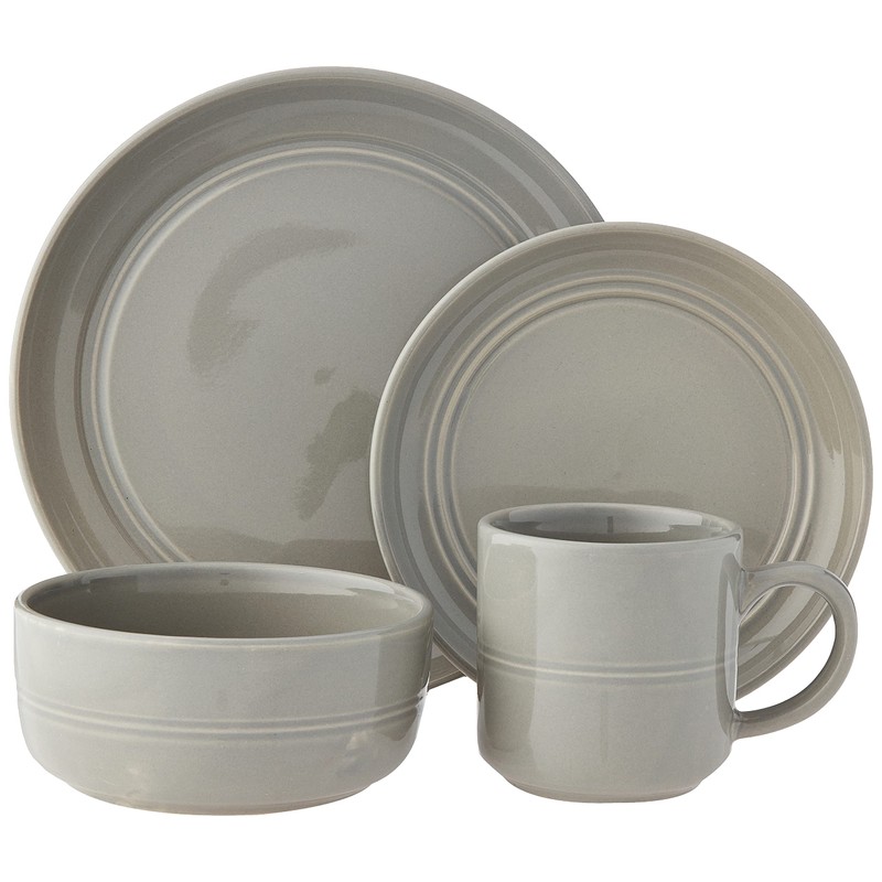 DINNERSET 16PCS GREY STONEWARE RIDGE