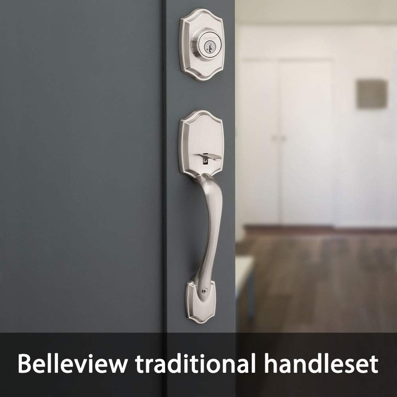 Kwikset Belleview Front Door Lock Handle and Deadbolt Set, Entry