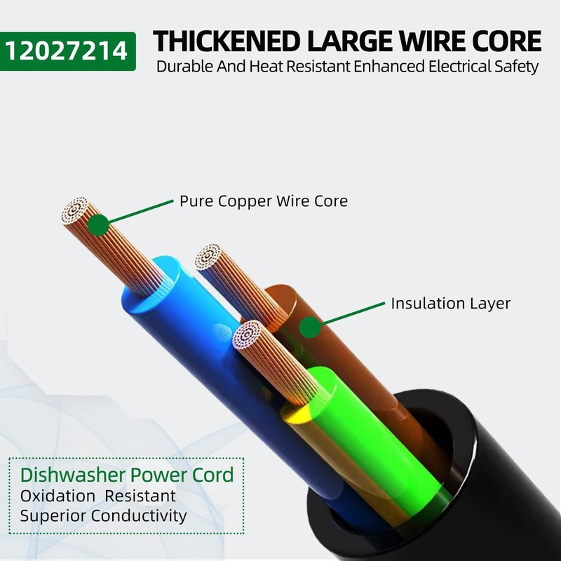 Upgrade 12027214 Dishwasher Power Cord Compatible with Multiple Bosch Dishwasher
