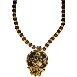 Original Tulsi mala with Engraved Shri Radha Krishna Picture Tulsi Beads Shri Radha and Krishan Kanthi mala/Tulsi Beads .Perfect for Daily Use. (Thick Beads), Wooden