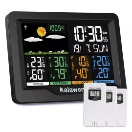 Kalawen Home Wireless Weather Station Multiple Sensors with Atomic Clock, Ind...
