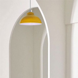 LEDSone Industrial Pendant Ceiling Light Shade, 29cm Retro Kitchen Pendant Ceiling Lights Vintage Metal Loft Bar Hanging Chandelier Lighting Rustic Pendant Lamp Shade (Curvy-Yellow)