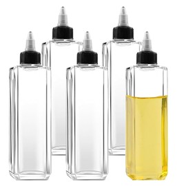 Feirdhoo 5 Stück Quetschflasche 100ml Squeeze Flasche, Ölspender, Ölflasche Plastik, Kleine Klare Dosierflasche Saucenflasche mit Schraubdeckel für Flüssige Sauce Gewürze Öl Essig