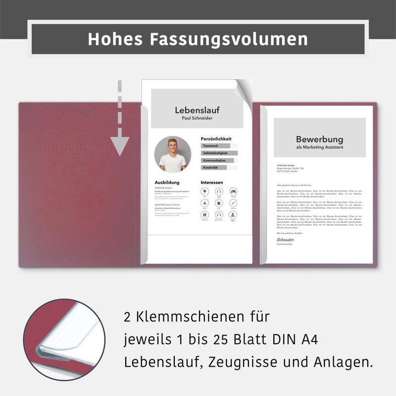 Pack of 10 3-Part Application Folders Red Berry Red Favourit