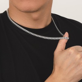 KRKCLIFE Men's Necklace Diamond Cut, Stainless Steel Cuban Link Chains 6mm, Anti-Tarnish Nickel-Free, Thin Gold Chain Silver Chain for Man Boy Unisex, 26 Inches