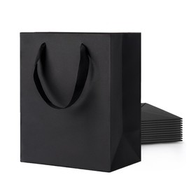Argivean Black Gift Bags With Handles: 14pcs Medium Gift Bags Bulk 8x5x10 Inch For Wedding Party Birthday Business (M,14)