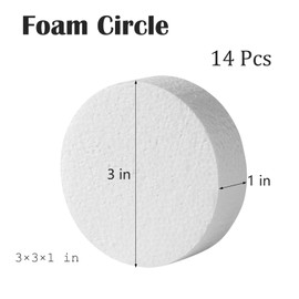 YURN Craft 14-Pack 3 Inch Foam Circles, 1" Thick, Round Foam Discs for DIY Projects, Cakes Decorations, Sculpture, Modeling, Arts and Crafts Supplies. 3×3×1 inch