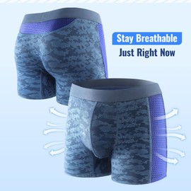 HANSILK Incontinence Boxers for Men, Washable Incontinence Pants Summer Thin Boxers Breathable Mesh Ice Silk Boxer Shorts
