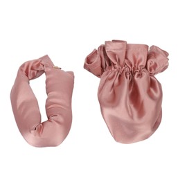 Diadema Rizadora de Pelo sin Calor, Diadema Portátil de Satén para Dormir en Rizos de Pelo, Rosa Polvoriento con Funda para el Pelo, Fácil de Usar, Cómoda, para Cabello Largo y