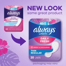 Unbranded Always Daily Fresh Thin Panty Liners, Regular Absorbency, Unscented, 120 Count