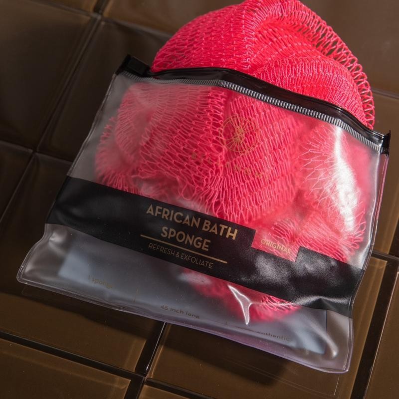 African Exfoliating Net Sponge, Ethically Sourced from Nigeria:_Blush