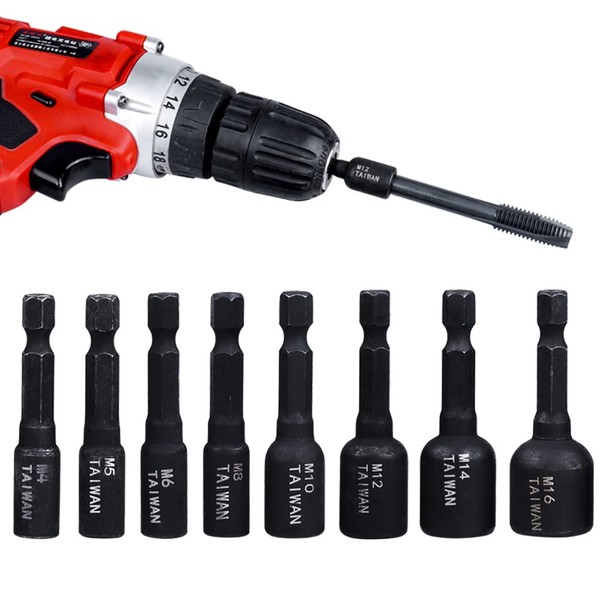 Eyech 8 Pcs Tap Socket Wrench,High Hardness Alloy Steel 1/4