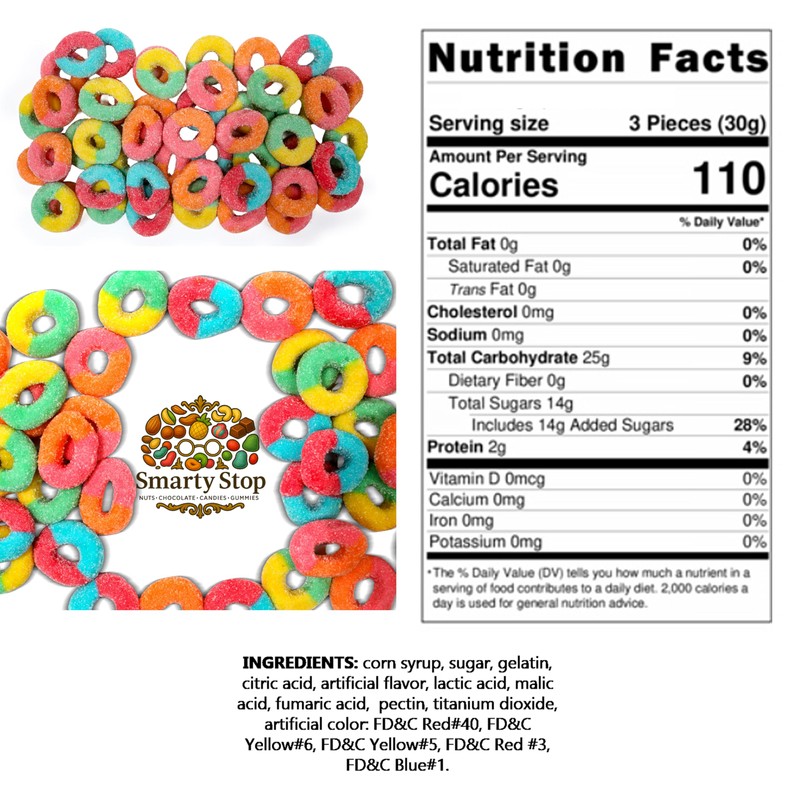 Smarty Stop Gummy Rings (Rainbow Color, 2 Pound (Pack Of