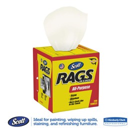 Scott KCC 75260 Rags In A Box, Pop-Up Box, 10 X 12, White, 200/box, 8 Boxes Per Carton