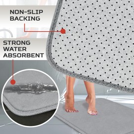 Alfombra de baño de lujo, 1 pieza de espuma viscoelástica, antideslizante y ultra suave, altamente absorbente, fácil de limpiar, gris (30 x 20 pulgadas)