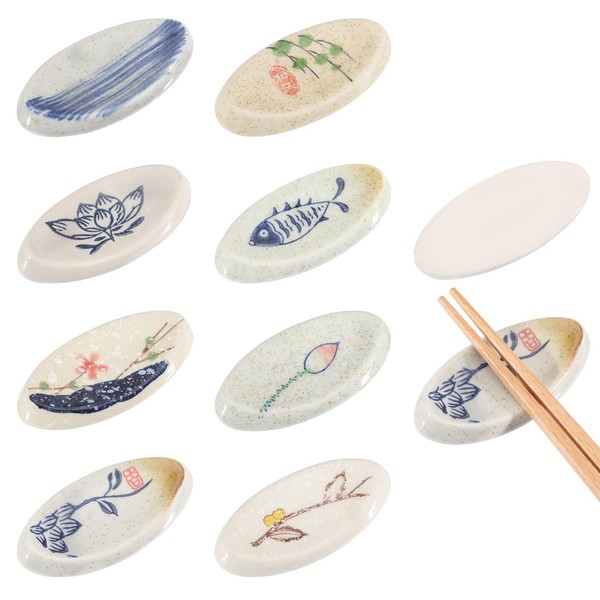 beinkmake 8Pcs Japanese Chopstick Holder Classic Ceramic Chopsticks Stand Rest