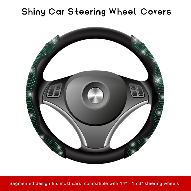 Gdnecad 2 PCS Steering Wheel Covers, Bling Rhinestones Steering Wheel