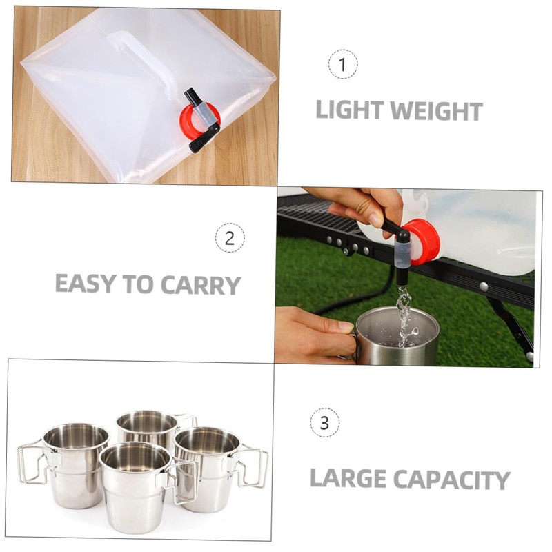 Sosoport 15l Camping Portable Water Bucket Collapsible and Lightweight Spigot
