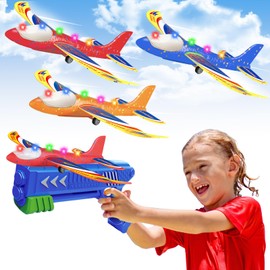 Jasonwell Aviones de Juguetes para Niño 3 Juegos de Avión con LED Juguete de Vuelo de Espuma Lanzador al Aire Libre Regalos de Navidad Cumpleaños Juguetes para Niñas 3 4 5 6 7 8 9 10 11 12 Años