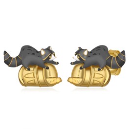 Racoon Earrings S925 Sterling Sliver Racoon Stud Earrings Racoon Gifts Cute Animal Racoon Jewelry for women