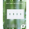 2-Pack Quad Toggle Light Switch Cover Plate, Pure White Decorative
