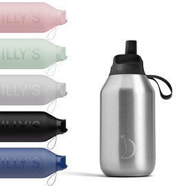 Chilly's Series 2 Flip Water Bottle with Sports Flip Lid, 90% Recycled Stainless Steel - Stainless Steel, 350ml