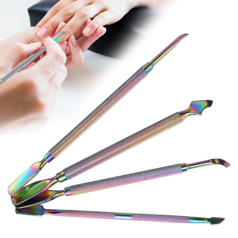 4pcs Stainless Steel Nail Cuticle Pusher Cuticle Trimmer Remover Set