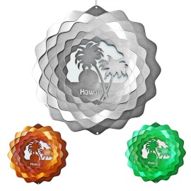 Unbranded Hawaii Palm Trees Unique Wind Spinner Patio Garden Twister Ornament Souvenir - Small 6.5" Copper