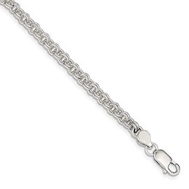 Chain Necklace White Sterling Silver bracelet style Link, 7.5 in 6 mm