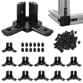 12 Pcs 3030 Corner Brackets, 3-Way End Corner Connectors, Zinc Alloy Angle Joint Connectors, Includes Screws, Ideal for 30 Series Aluminum Extrusion Profiles, 3D Printer Frame, Furniture