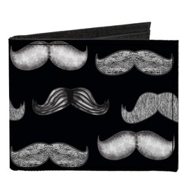 Buckle-Down Men's Standard Canvas Bifold Wallet Mustaches, 4.0" x 3.5"