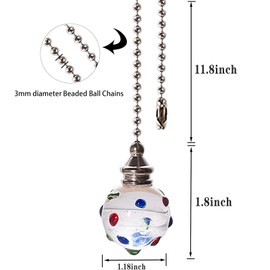 SUR-CIEL 2PCS Ceiling Fan Pull Chain Extension for Fans and Lights - 21 Inches Ball Beaded Chain