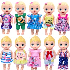 WONDOLL 12 inch Baby Doll-Clothes and Accessories - 10 Sets Doll Clothes for 10-12 Inch Dolls, Baby Doll Clothes Dress Outfits Accessories Christmas Birthday Gift for Kids